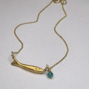 Silver, gold plated fish necklace