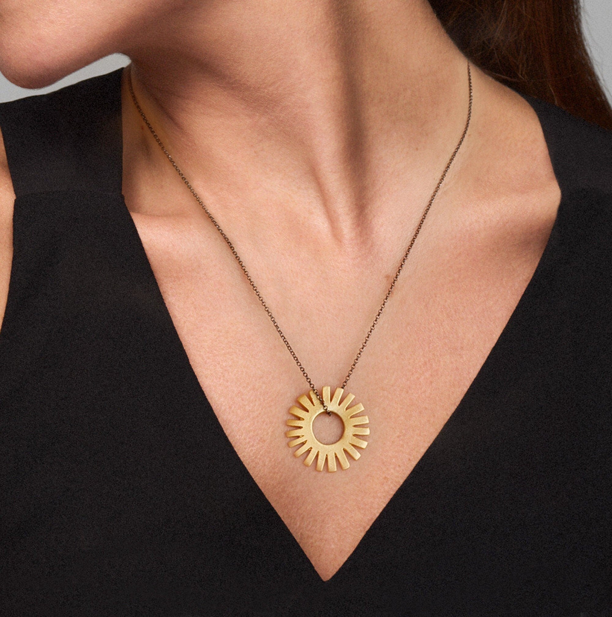 Minimal geometric gold plated Sun necklace