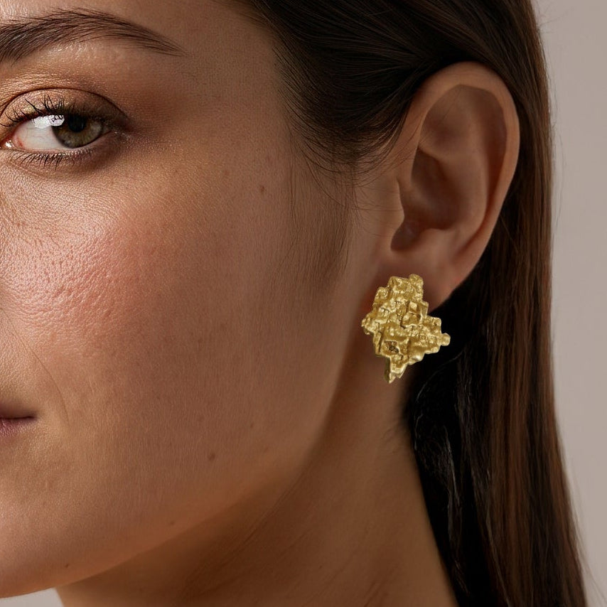 «Islands» Gold Plated Sterling Silver Stud Earrings
