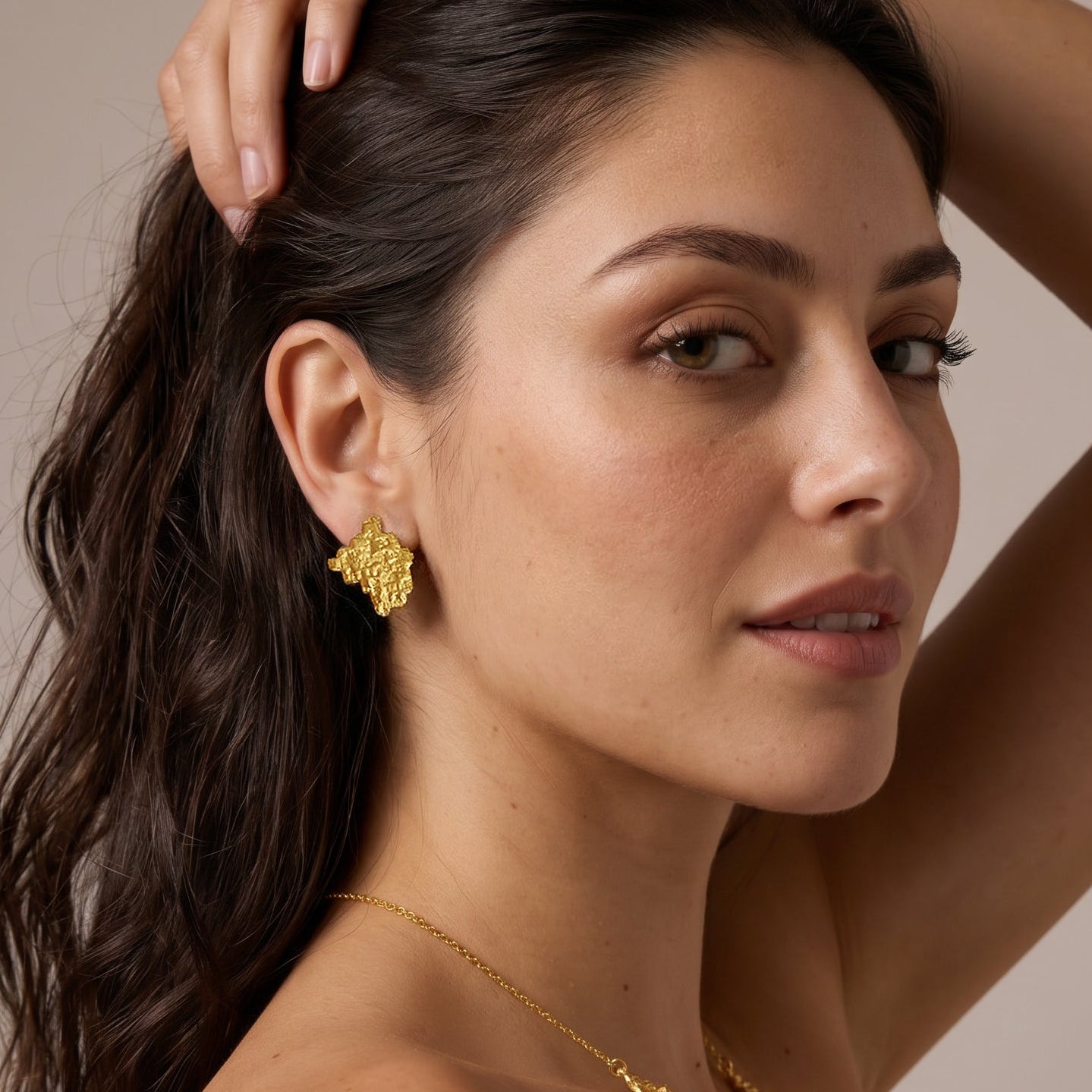 «Islands» Gold Plated Sterling Silver Stud Earrings