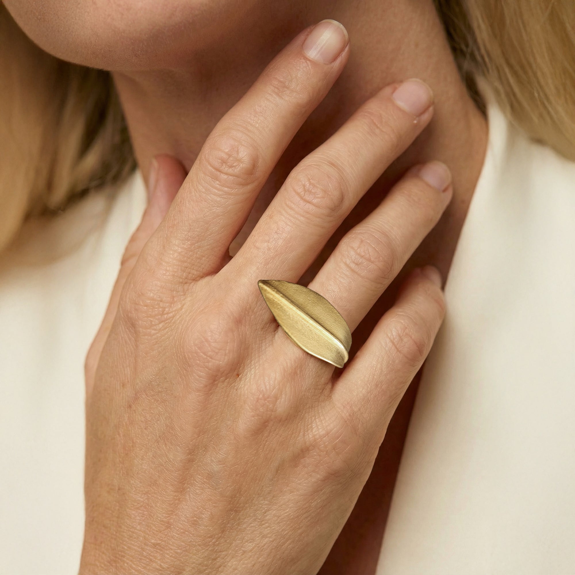 Gold plated ring «Olive Leaves»